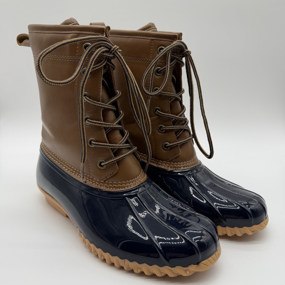 Sporto Original Ariel Women's Duck Boots Navy Blue Brown Waterproof Size 7